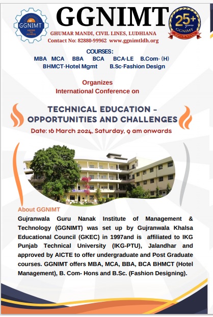 GGNIMT organises International Conference on the topic “Technical Education – Opportunities and Challenges”